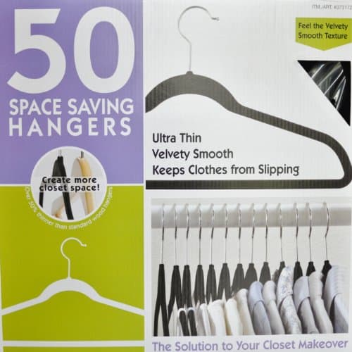 50 Ultra Thin Velvety Smooth Space Saving Hangers (Black)