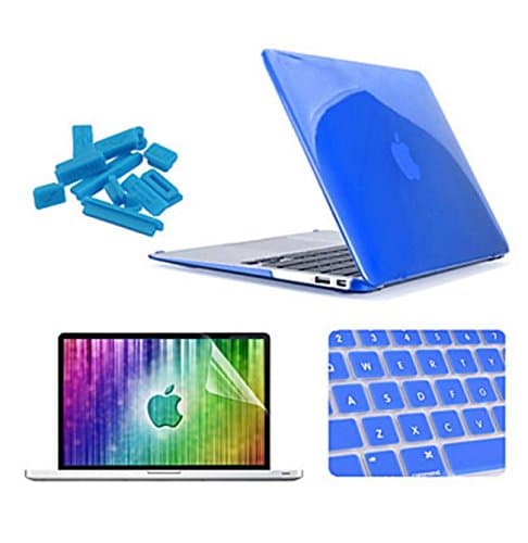XIE@ Enkay Case for Macbook Air 13" Solid Color Plastic Material 4 in 1 Crystal Hard Protective Case + Screen Protector + Keyboard Film + Anti-dust Plugs , dark blue , 12mm