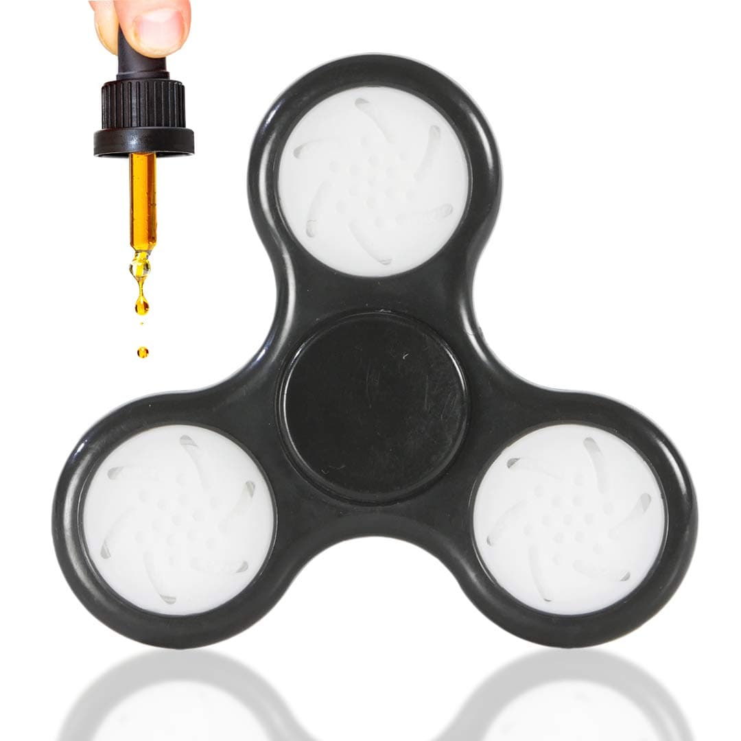 Aroma Spinner™ Essential Oil Fidget Spinner. Aromatherapy Diffuser Great for Adults and Children. Stress Relief, ADHD, Autism, Restlessness. Includes Reusable Pads and Travel Carry Pouch (Black)