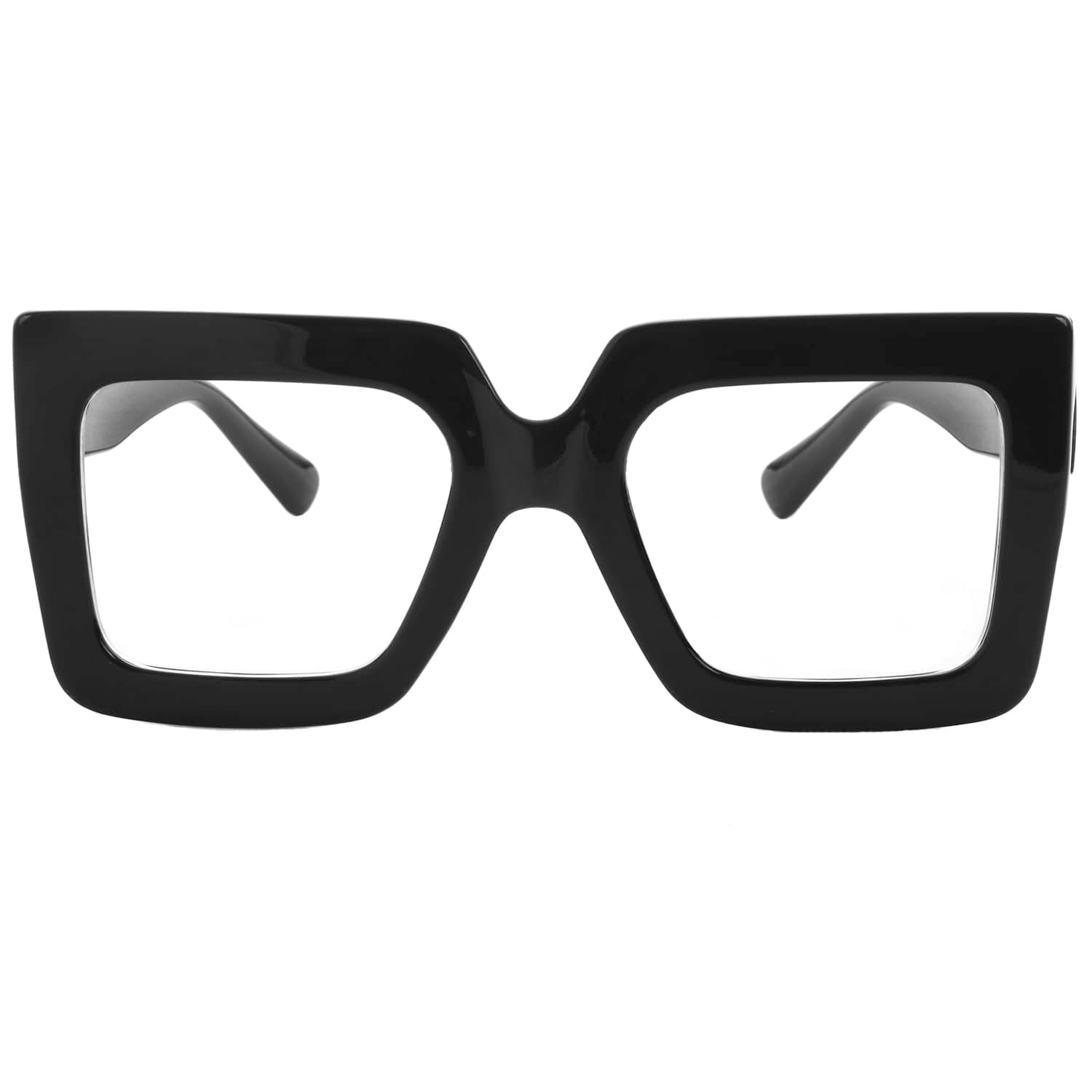 Onrtry Oversized Square Blue Light Glasses for Women Men Thick Frame Big Computer Eyewear Non-Prescription Eyeglasses