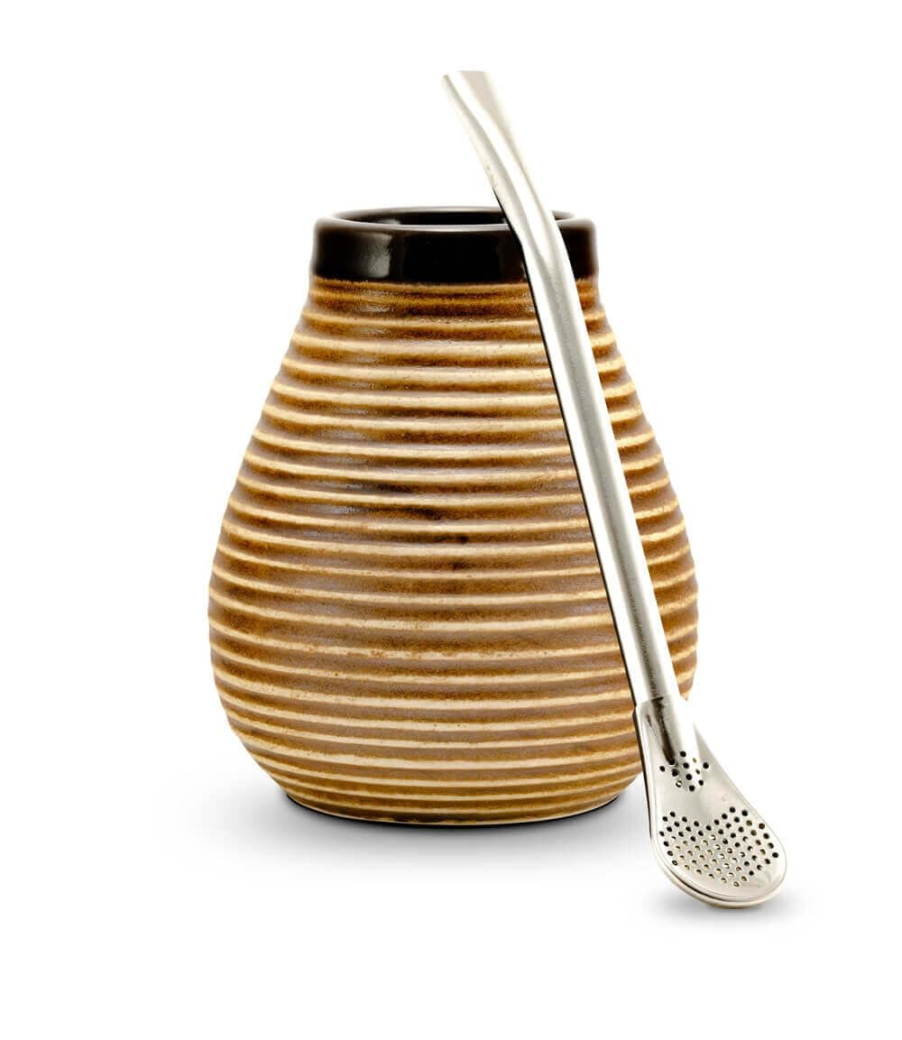 Yerba Mate Tea Set ● The Original ● Ceramic Mate Mug + Stainless Steel Bombilla