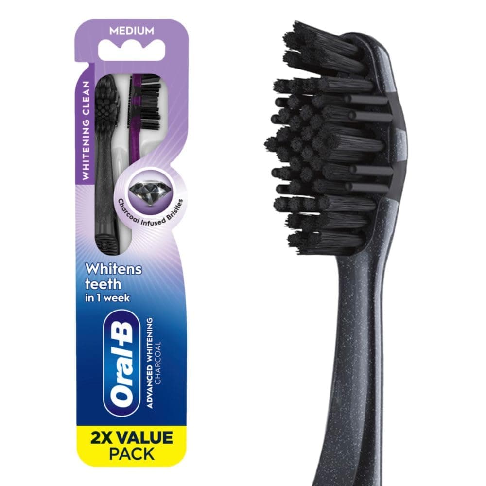 Oral B Toothbrush Charcoal Toothbrush Medium 2pcs