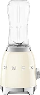 Smeg PBF01CRUK Retro 50’s Style Personal Blender, 2 x Bottles-To-Go, 2 Speed Settings, 600ml, 300W, Cream
