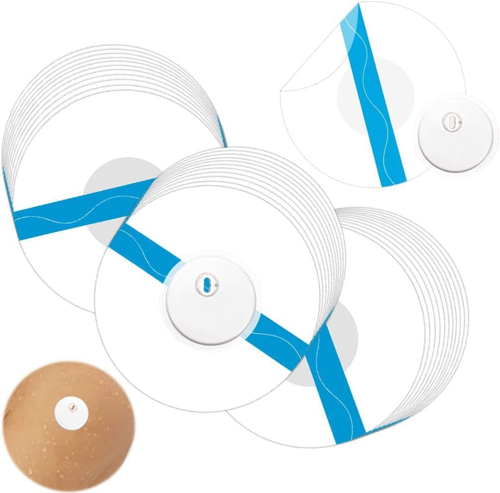 55 Pack Freestyle Libre 3 Sensor Covers,Pre-Cut Adhesive Tape with No Glue on The Center,Skin-Friendly, Waterproof and Strong Stick That Protects Your Sensor continuously for 14 Days (Blue)