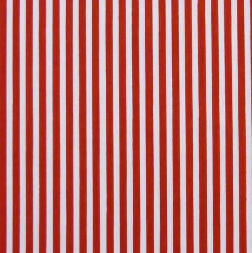 Red & White 3mm Stripe Polycotton Fabric (Per Metre)