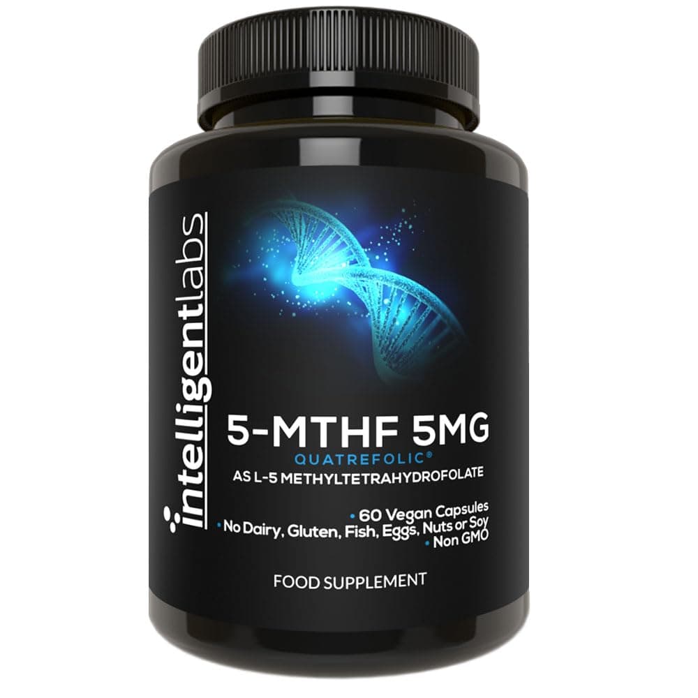 5MG L-5 MTHF by Intelligent Labs, L-5 Methylfolate Activated Folic Acid Supplement as Quatrefolic Acid, Activated Folate