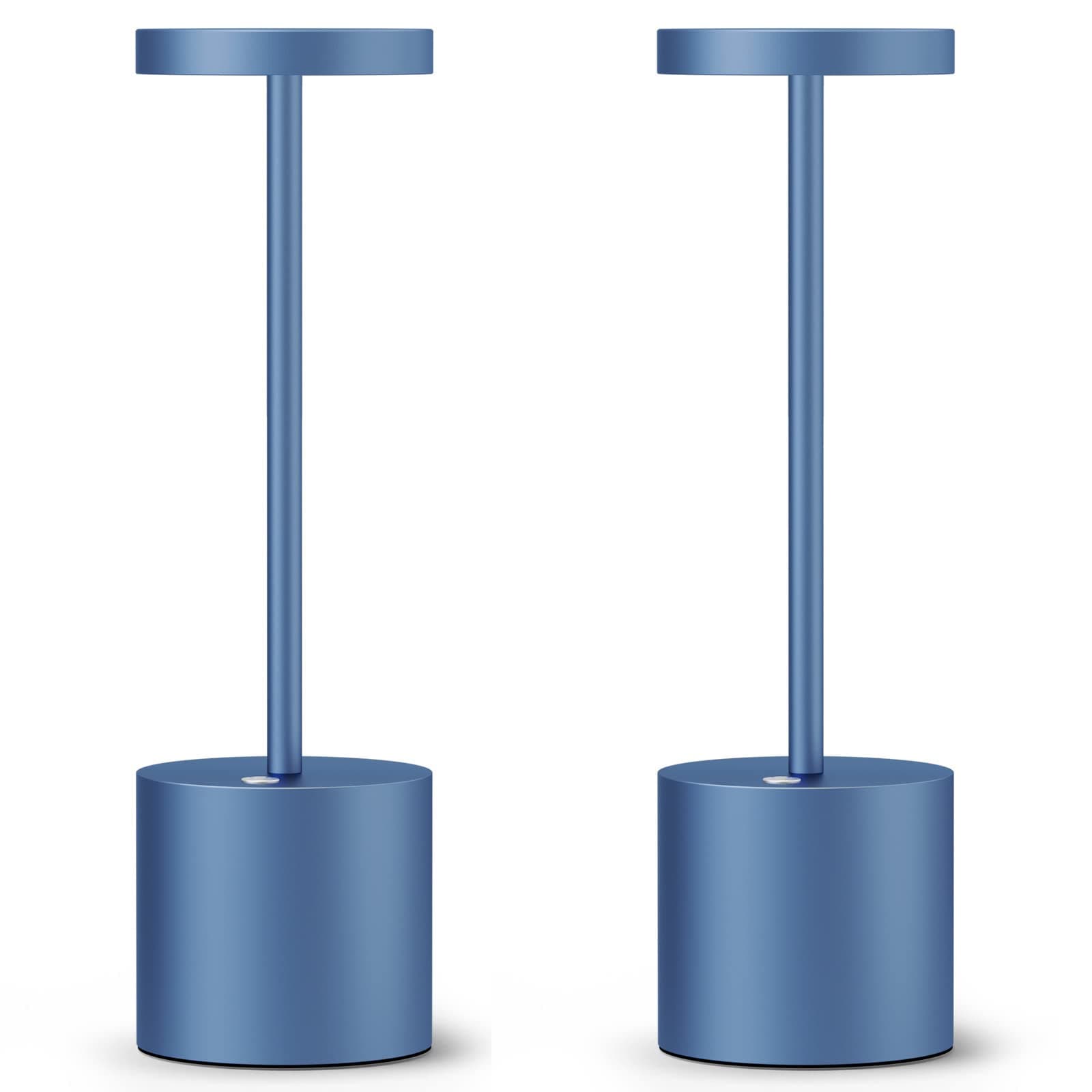 SAKRINGT 2 Pack Cordless Table Lamp Rechargeable,5000mAh Battery Powered Table Light, Dimming Portable LED Desk Lamp for Restaurant/Outdoor(Blue)