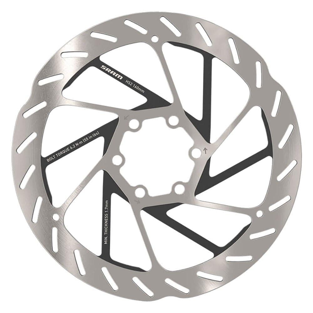 HS2 Disc Brake Rotor - 160mm, 6-Bolt, Rounded, Silver