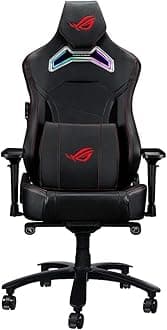 ASUS ROG SL300C ROG Chariot RGB Gaming Chair Memory Foam Lumbar Support, 4D Adjustable Armrest, Reclining Backrest, Breathable Leatherette Material, Durable PU Casters, Integrated Aura RGB Lighting