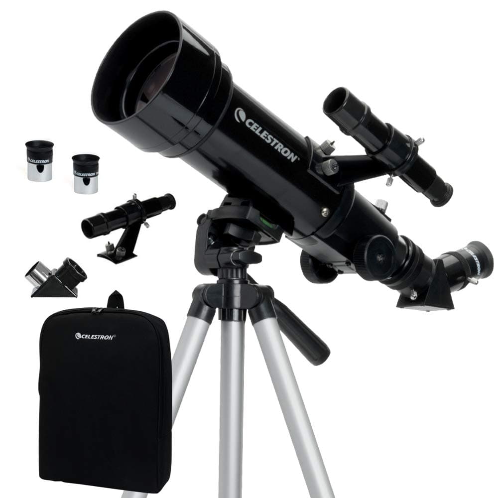 Celestron 21035-ADS Travel Scope 70 Refractor Telescope Kit with Backpack, Black (Amazon Exclusive Including Additional 4mm Eyepiece and 3x Barlow Lens)