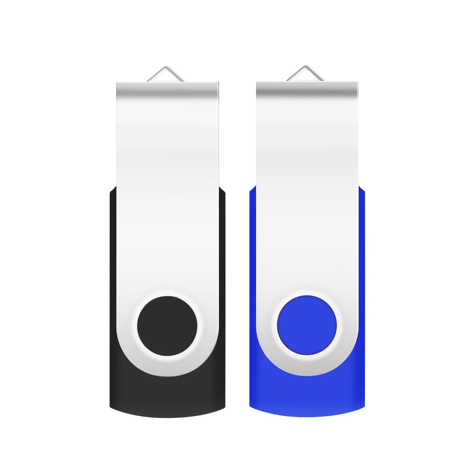 2GB USB Flash Drive 2-Pack EASTBULL USB 2.0 Drive Swivel USB Stick Memory Stick Metal Pen Drive (Black & Blue)