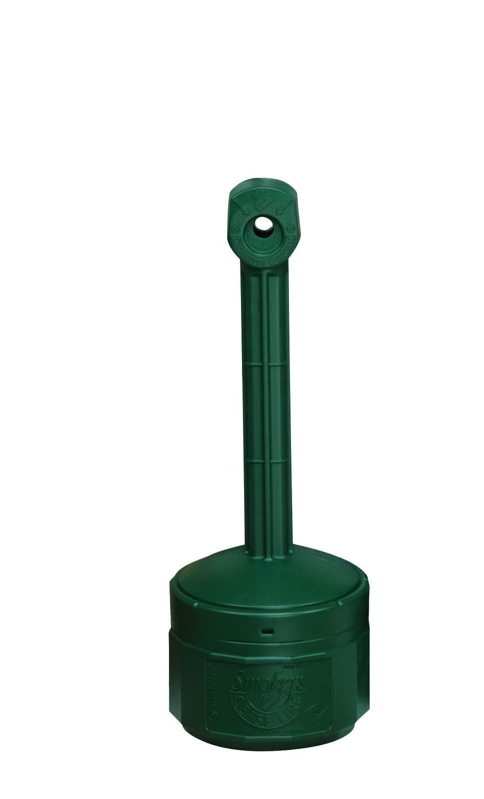 JUSTRITE Cease-Fire Poly Butt Can - 11" Dia.x30"H - 1-Gallon Capacity - Forest green