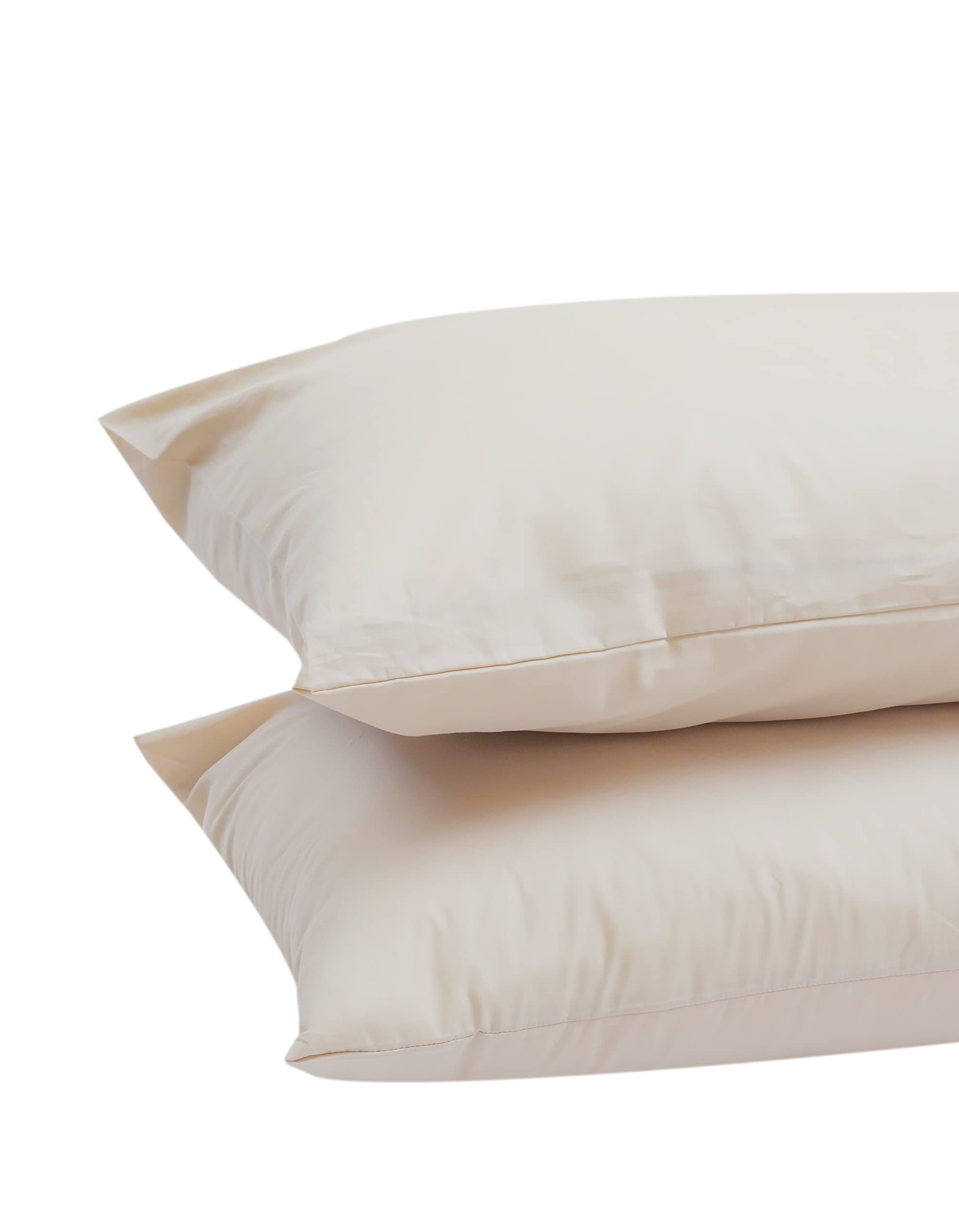 2-Piece Pillow Covers - Luxurious 180 Thread Count 100% Cotton Dyed Percale, Size: 50 x 75 cm, Perfect for Elevating Your Bedroom Décor with Comfort and Elegance, Stone