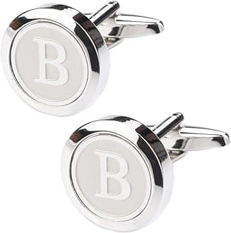 Dannyshi Mens Classic Stainless Steel Initial Cufflinks 26 Alphabet Initial Letter Cufflinks Business Wedding Shirts A-Z