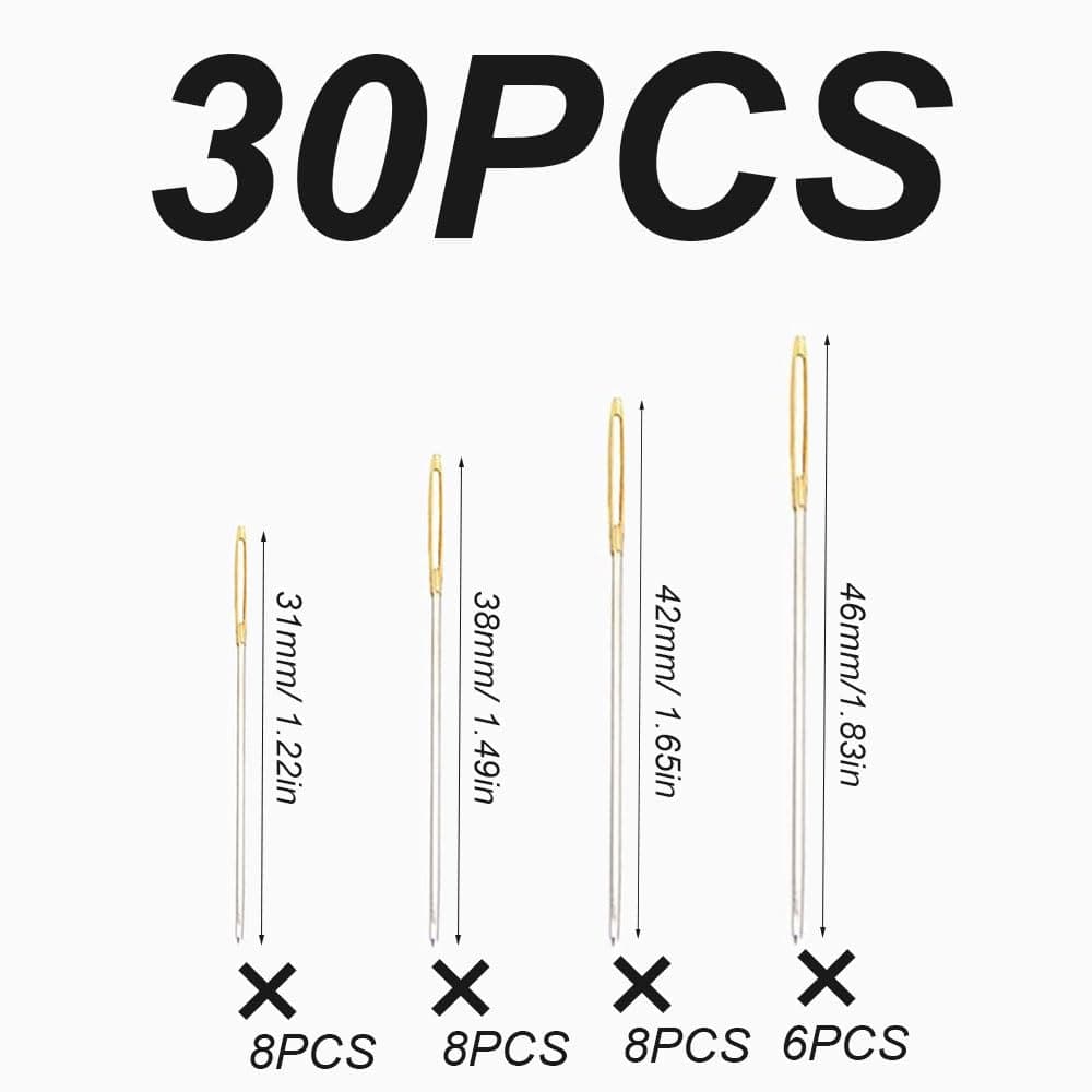 30 Pcs Hand Sewing Needles, Handle Sewing Needle Set, Assorted Sizes Embroidery Mending Craft Sew Case
