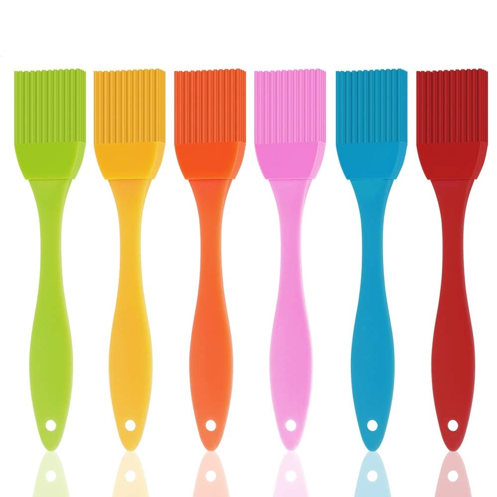 6PCS Small Silicone Basting & Pastry Brushes, Suitable for BBQ Meat，Cakes, Pastries, Basting/Oil Brush, Smearing and Marinating. Rrandom Color