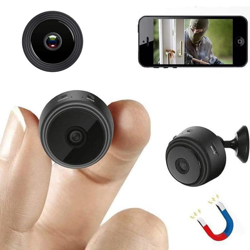 Mr Fix? Mini Wireless WiFi Security Camera | HD 1080p Indoor Video Recorder with Low Light Vision | Portable & Magnetic | Home, Office, and Baby Monitor, with 32GB SD Card