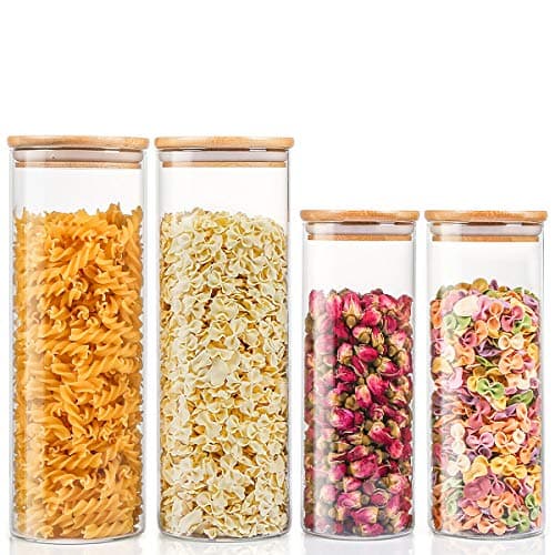 Makone 8 Pack Plastic Container Food Safe Stackable Transparent Storage Container for Slime Kitchen Dry Goods ((33.8+16.9+11.8+6.7) oz2)