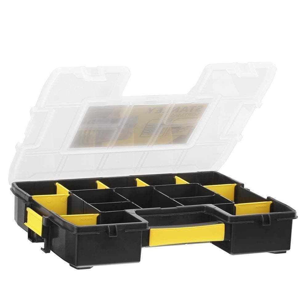 Stanley , Multi-colour Sortmaster Stackable Storage Organiser for Tools, Small Parts, Adjustable Compartments, 1-97-483