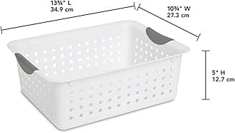 Sterilite Medium Ultra Basket, Storage Bin to Organize Closets, Cabinets, Pantry, Shelving and Countertop Space, White, 12-Pack