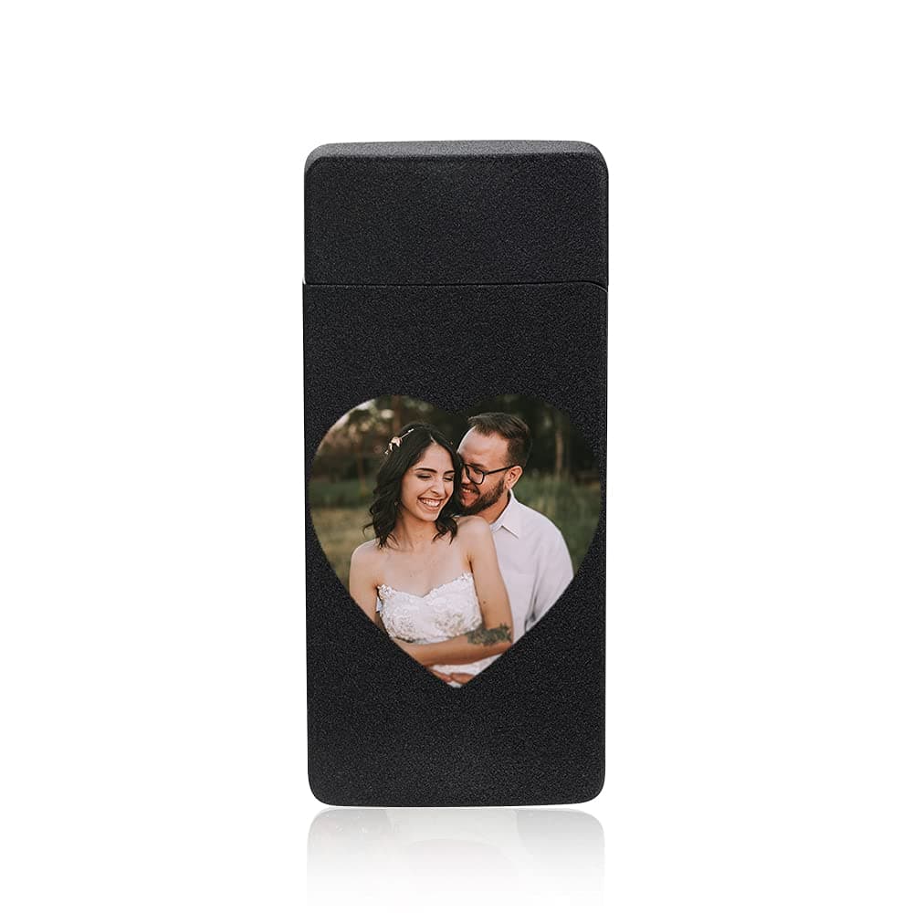 Fortheday Personalized Electric Lighter for Men Customized Engraved Lighter with USB Rechargeable Lighters for Father's Day Christmas Valentine's Gifts (Photo, Blue-Type2) (Black-Photo)