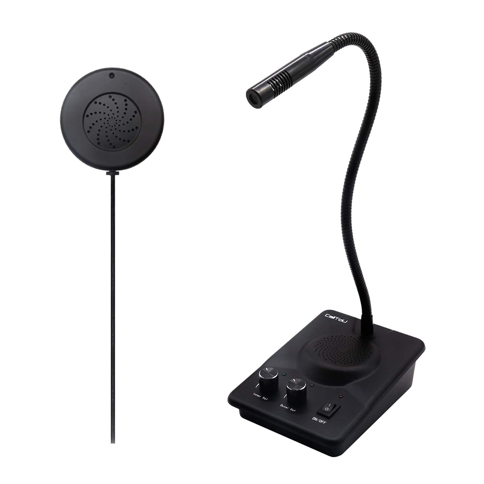 CallToU Window Speaker Intercom System Dual-Way Anti-Interference Glass Window Microphone and Speaker for Bank Hospital Office Store Bus Station Ticket Booth Window Counter Intercom Black