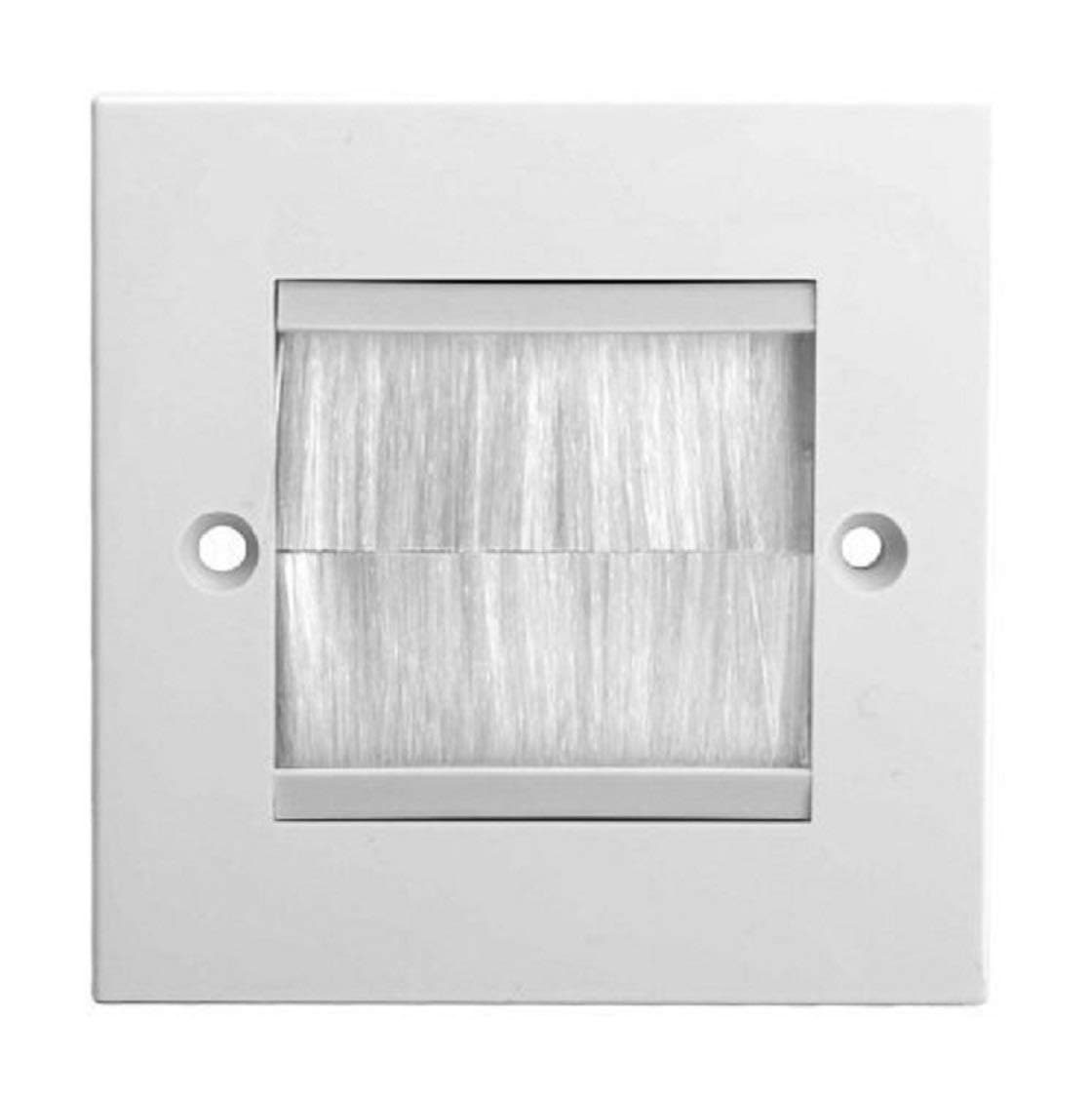 Single Width Cable Tidy Entry Exit Faceplate Wall Plate with White Brushes