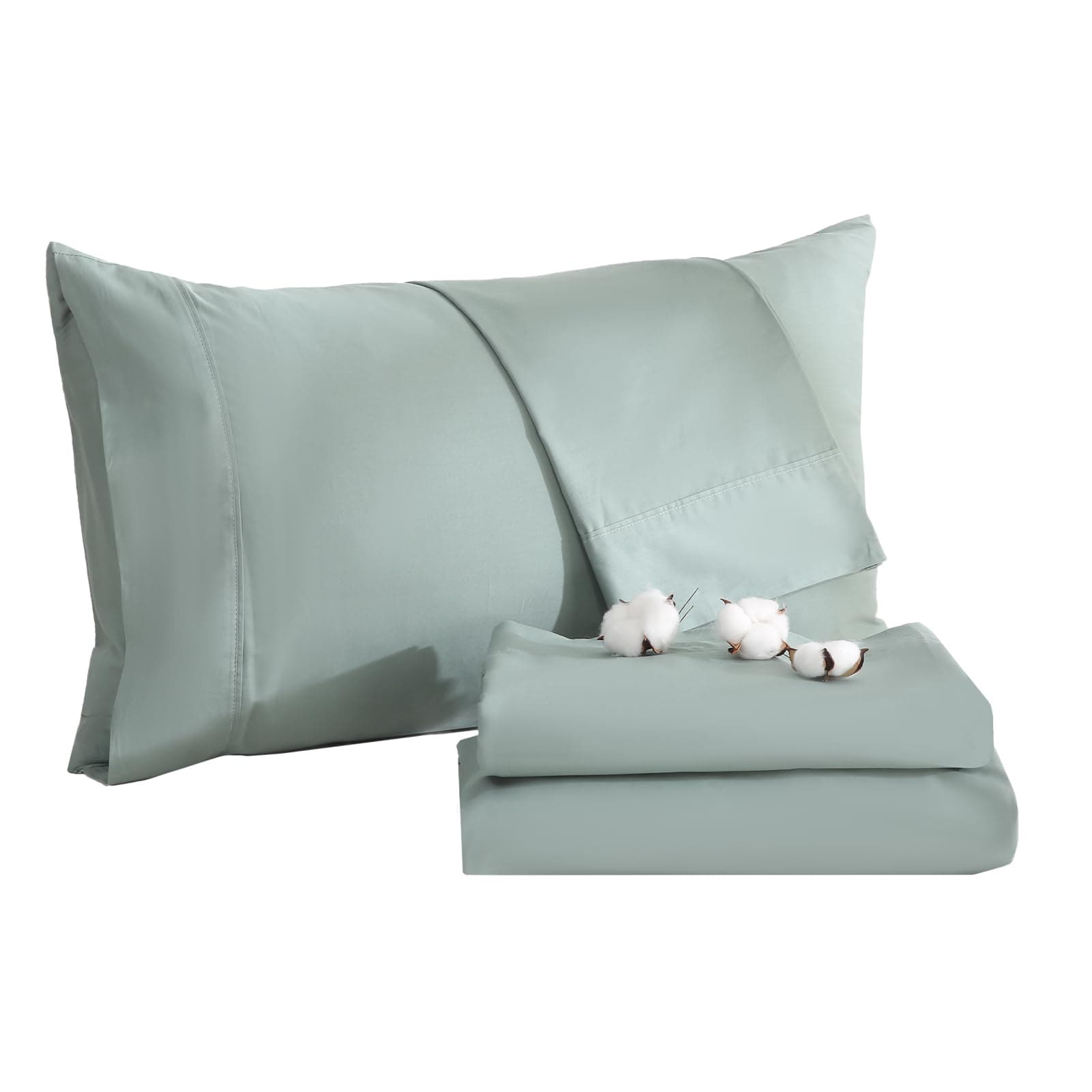 OverketOverket Egyptian Cotton Sheets Queen Size 800 Thread Count Queen Size Bed Sheets Cotton,100% Cotton Sheets Lightweight Cooling Soft Sateen Weave 16 Inch Deep Pocket 4 PCS(Sage Green;Queen)