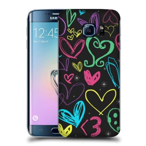 Case Fun Crayon Hearts Snap-on Hard Back Case Cover for Samsung Galaxy S6 Edge