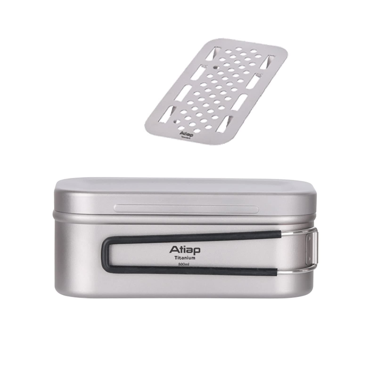 Titanium Canteen Mess Kit Pot Bowl with Folding Handle Portable for Lunch Outdoor Camping (800ML)