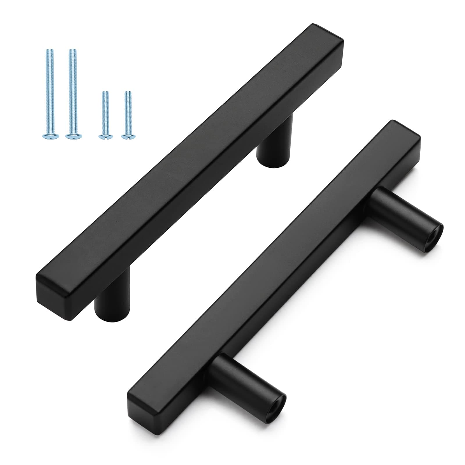 30 Pack 5 Inch Matte Black Cabinet Pulls Stainless Steel Cabinet Handles, 3 Inch Hole Center Drawer Pulls Kitchen Cabinet Hardware