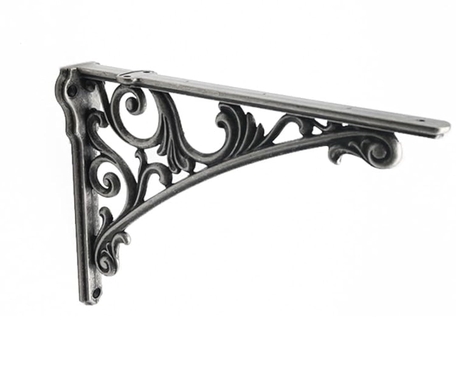 Decorative Shelf Bracket 6 inch, Rustic Antique Silver Brackets for Shelving, Heavy Duty Vintage, DIY Projects, Hardware Included, 4 Pack,5.9x4.17x1.73 inch,Baroque Style