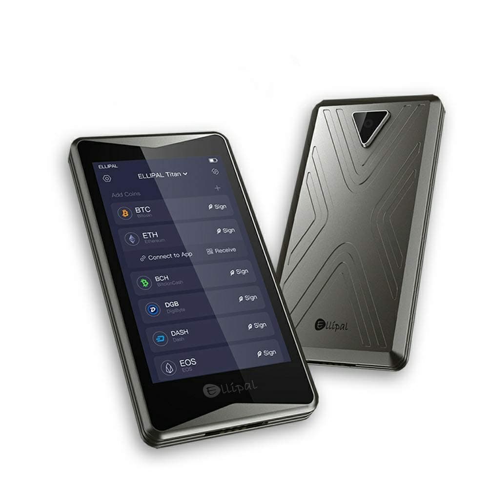 Hardware Wallet - Ellipal Cryptocurrency Cold Wallet Titan, Multi-Currency&Token Support, Anti-Disassembly&Tampering, No Need Stickers/Tape, Air-gapped Security for BTC XRP ETH XLM USDT LTC Dash