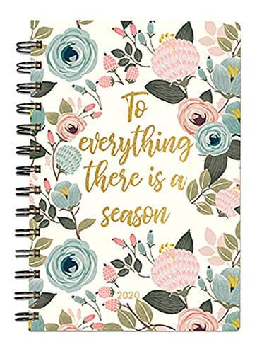 Mary Square 2020 Scripture Spiral Agenda"To Everything There Is a Season" 7" x 9" Peach Floral July 2019 - December 2020