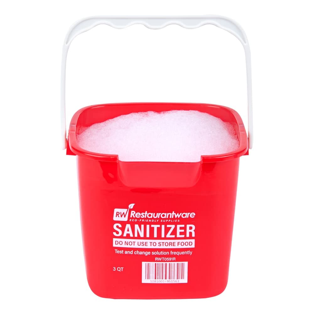 Restaurantware RW Clean 3 Quart Cleaning Buckets 10 Detergent Square Buckets - With Measurements Built-In Spout And Handle Red Plastic Utility Buckets For Home Or Commercial Use
