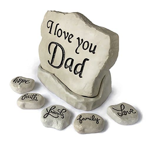 I Love You Dad Stone Bundle with Base Rock and 5 Pocket Size Inspiration Stones: Hope, Family, Friends, Love, and Faith (7 Stones Total)