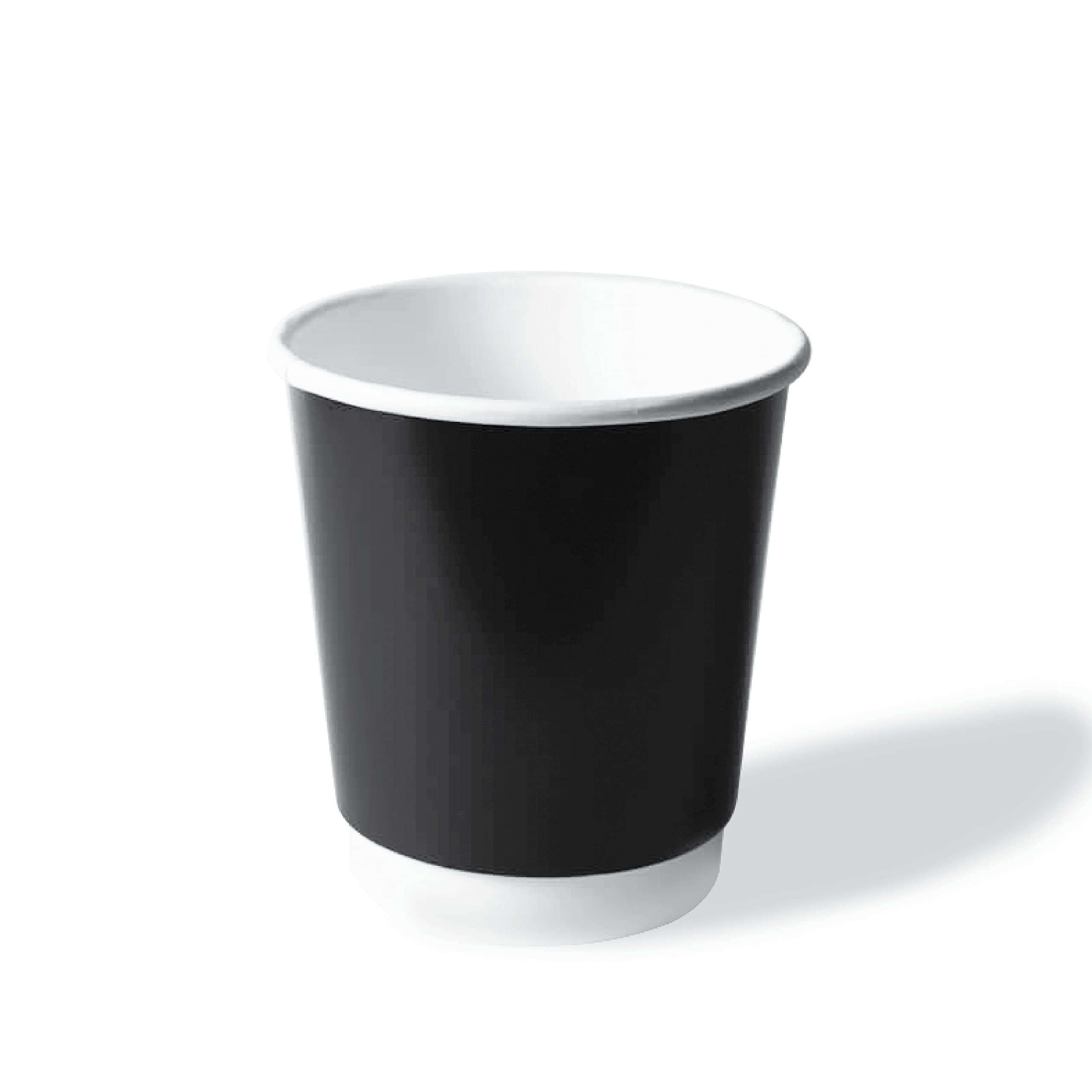 Bony Packaging Heavy Duty Double Wall Paper Cups 50-Pack, 7 oz Capacity, Black/White