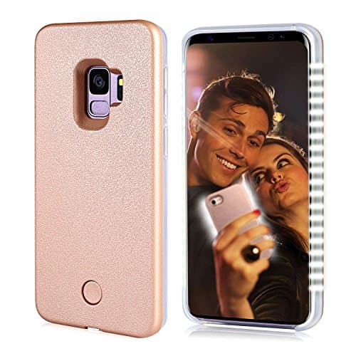 S9 Light up Case, FULLOPTO Selfie Light Case with High Brightness LED Light Illuminated Selfie Light Phone Case Cover Rechargeable Protective Cell Phone Case for Samsung S9(5.8 inch, Rose Gold)