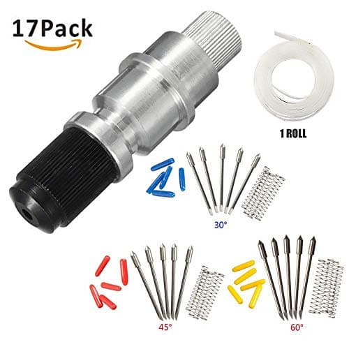 Lifetool CB09 CB09U Graphtec Blade Holder Base with 15pcs (30/45/ 60 Degree) Graphtec Blade Vinyl Cutter Plotter Cutting Blades for Silhouette Cameo, 1 roll Plotter Cutter Strip