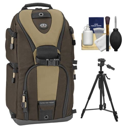 Tamrac 5786 Evolution 6 Photo Digital SLR Camera Sling Backpack (Brown/Tan) with Tripod + Accessory Kit for Canon, Nikon, Olympus, Panasonic, Fuji & Sony Alpha Cameras