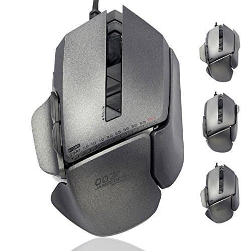Jeecoo 007 8200 DPI DIY Ergonomic Programmable Laser Gaming Mouse for PC Gamer, Offers Detachable Parts, 54 Unique Configurations (Gray)