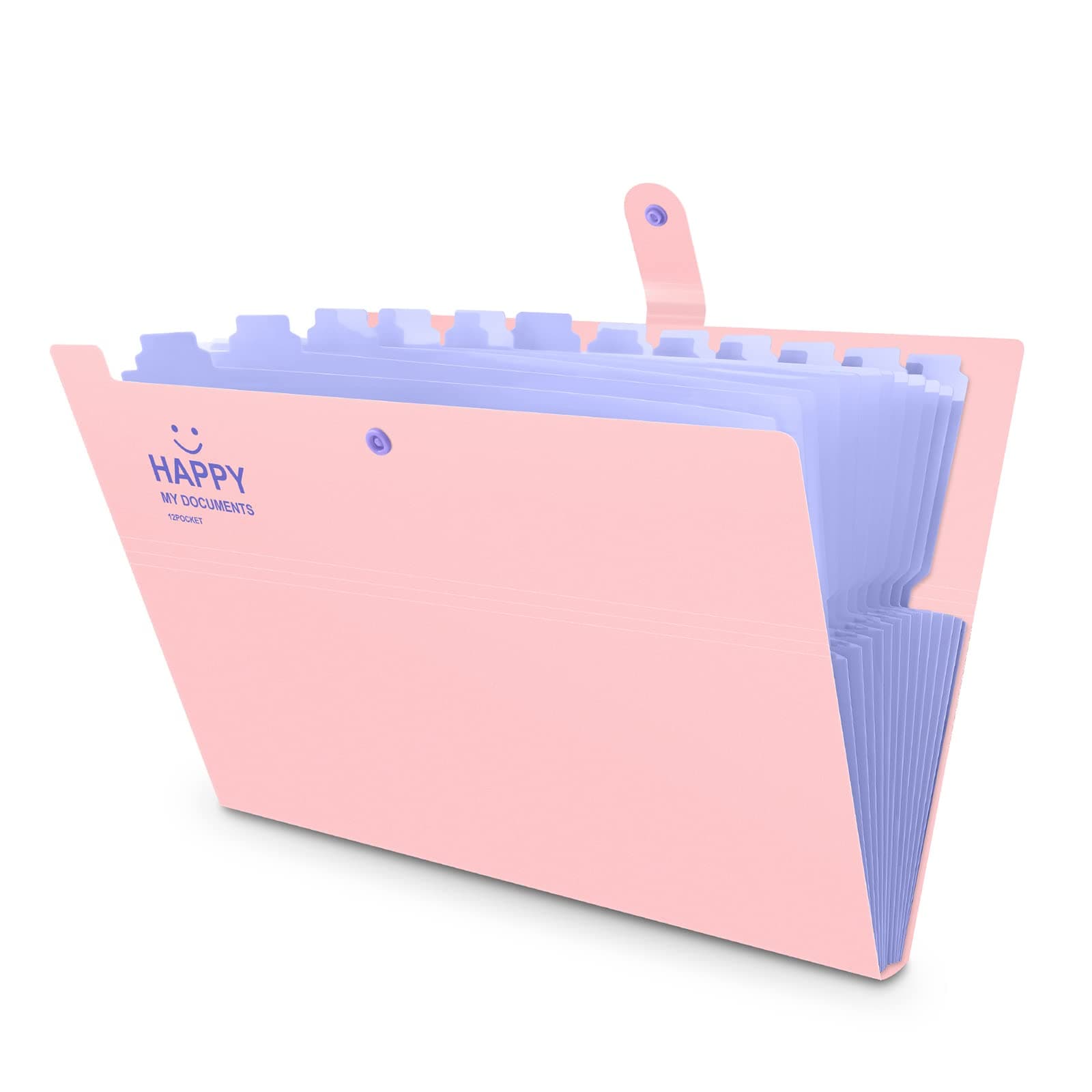 12 Pockets Expanding File Folder, HAISSKY Office Folders for Documents with Snap Button,Wallet Folder [Pink & Purple]