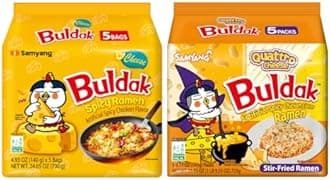 KF GOODIES Korean Ramen Variety Pack Gift Box (10 Count) – Spicy Buldak Noodle Assortment for Birthdays, College Care Packages, Office Snacks, and Gift Baskets