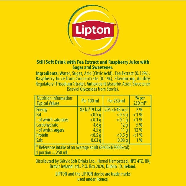 Lipton Ice Tea Raspberry Still Soft Drink 500ml (Pack of 12)