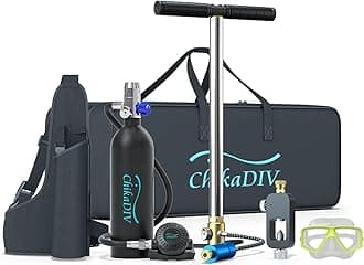CHIKADIV 1L Mini Scuba Tank with 15 Minutes Mini Diving Tank with Pump Portable Oxygen Tank for Diving Underwater Tank Diving Package Diving Gear Snorkeling Equipment