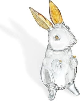 HDCRYSTALGIFTS 3.5'' Crystal Rabbit Figurines Collectibles Bunny Easter Gifts for Women Art Glass Spring Easter Animal Paperweight Decorations for Home
