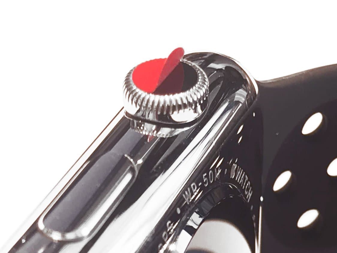 Digital Crown/Dial Premium Vinyl Decal for Apple Watch, Visual Upgrade Crown Only, Color Matched Series 3 GPS + Cellular Red Models (Cellular Red)