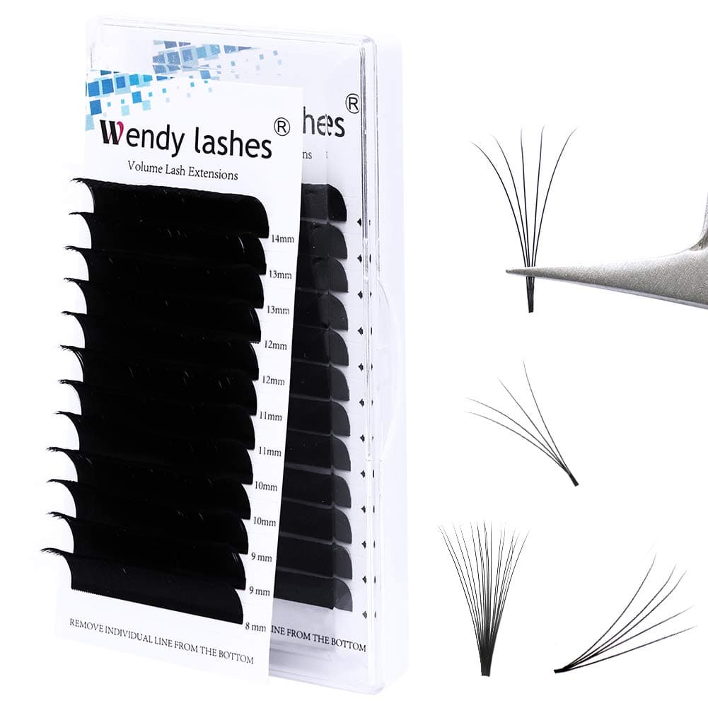 Easy Fan Lashes, D Curl 0.05mm 12mm Mixed, 2D 3D 5D Russian Individual Eyelash Extensions, Self Fanning Volume Lash Black, Lightweight and Flexible Synthetic Fibers(KH-0.05-D-12)