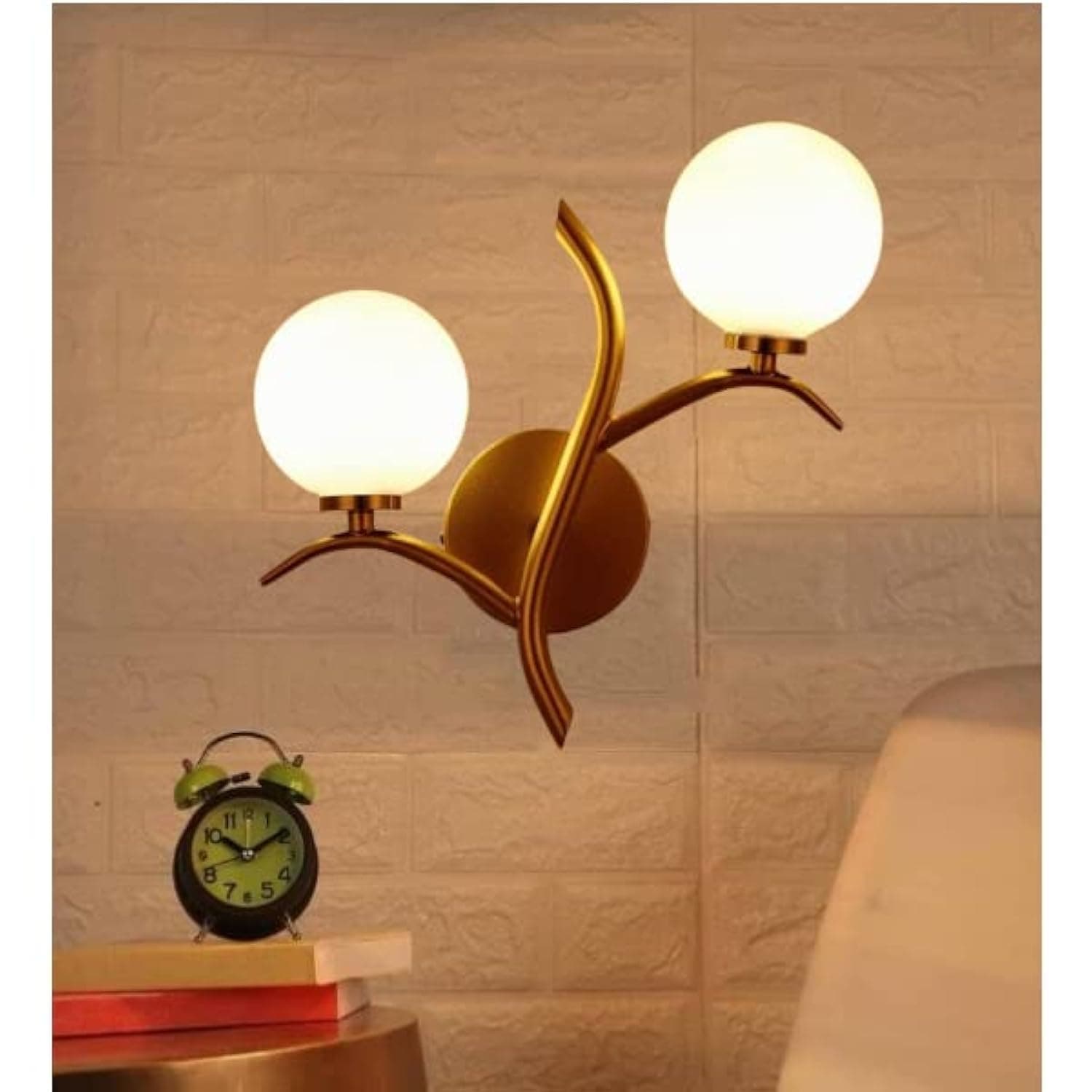 GAUVIK Tree Shape Double Glass with Bulb Wall Lamp, Lights for Living Room Modern, Fancy Lights, Antique Home Decor for Living Room, Wall Lights for Home Decoration