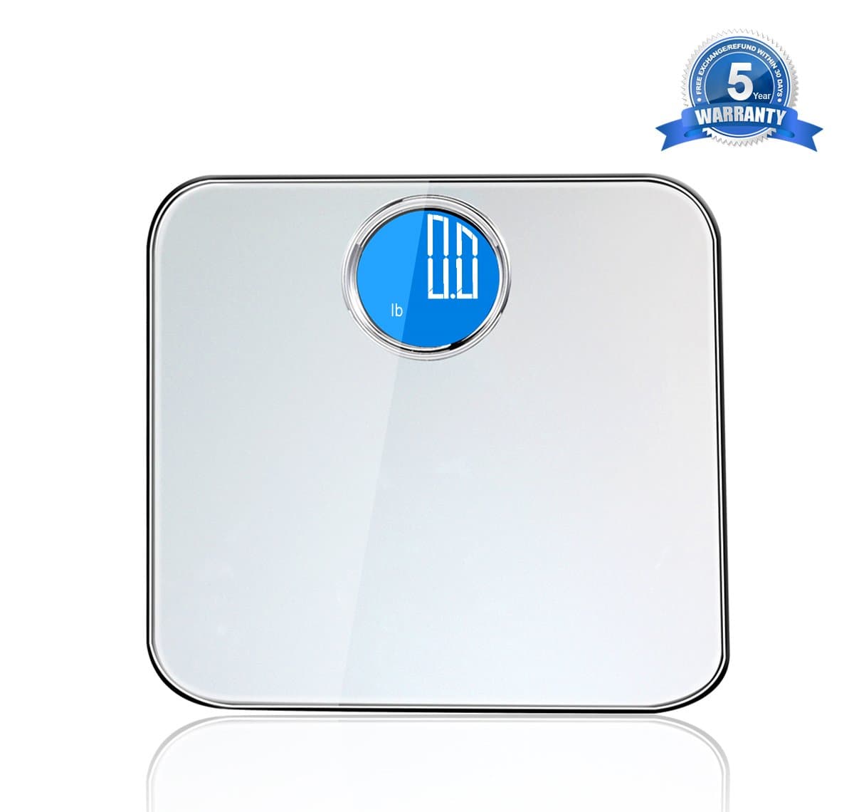 Digital Bathroom Scale,Electronic Personal Body Weight Scale,2.8'' Round LCD Display,Large Tempered Glass Balance Platform,400Pounds Weight Scale with Precision Measuring(Silver)